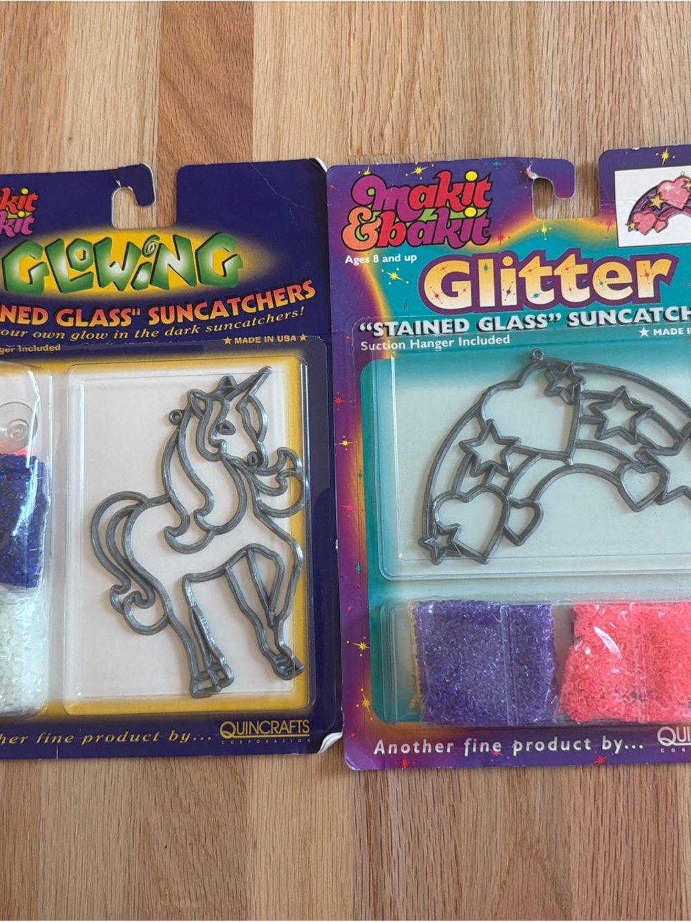 2 Makit & Bakit Glowing Glittery Stained Glass Suncatchers Craft Kits Unicorn